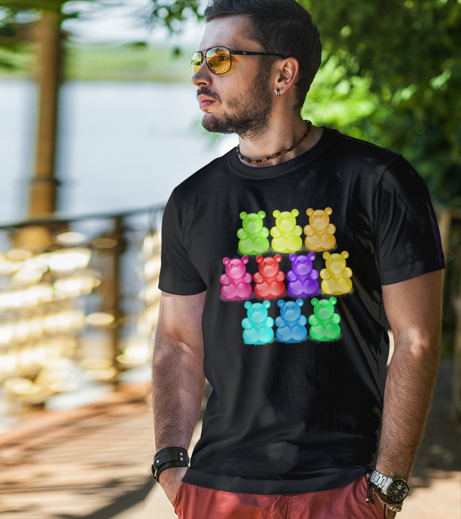 Chewy Bear Shaped Gummy Candy Delight In Vibrant Colors T-Shirt
