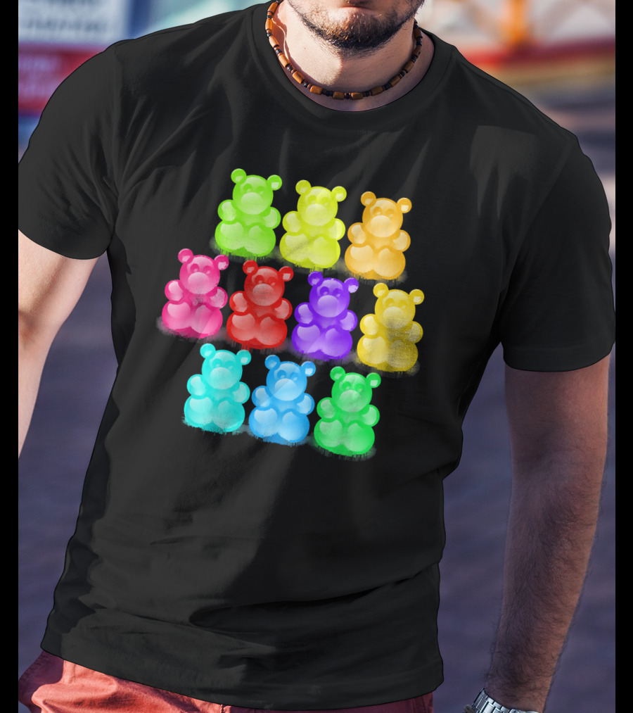 Chewy Bear Shaped Gummy Candy Delight In Vibrant Colors T-Shirt