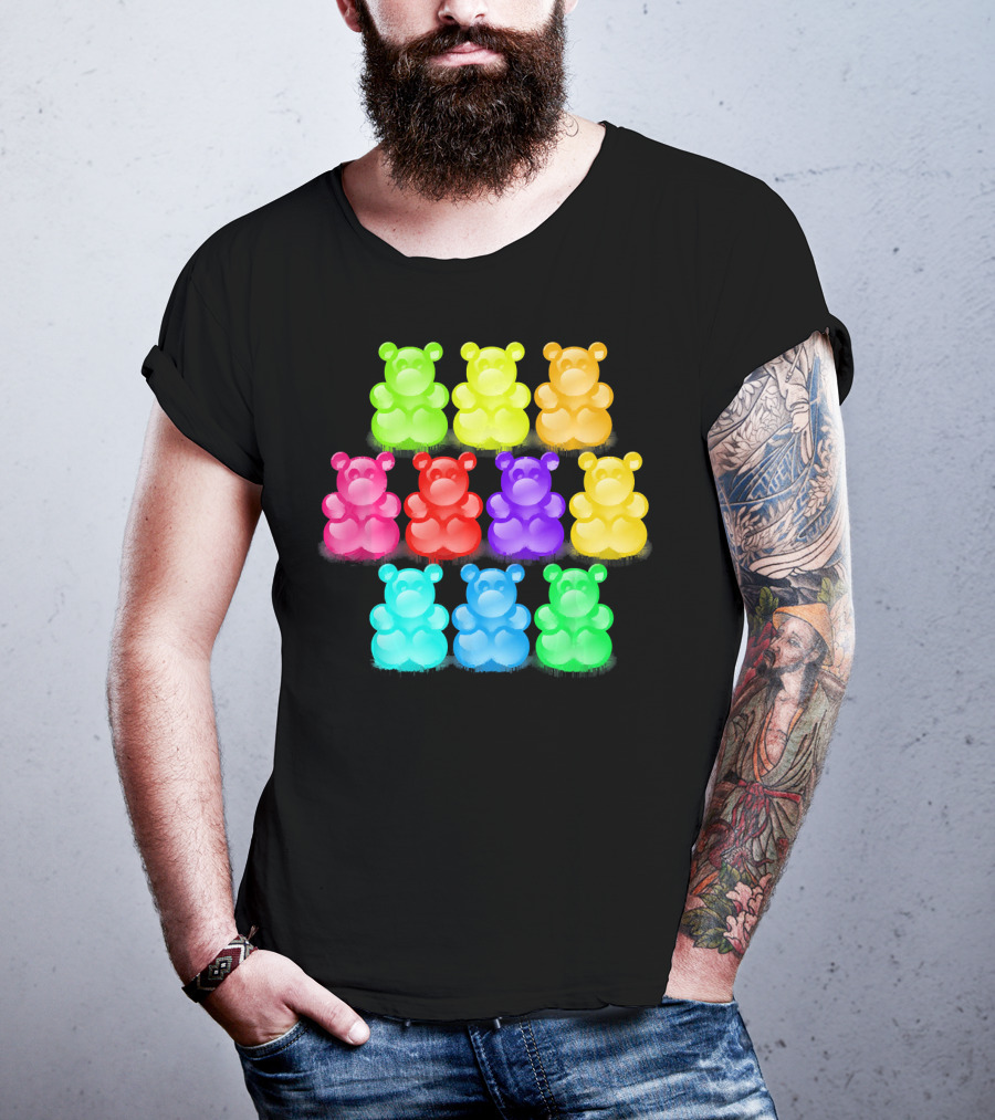 Chewy Bear Shaped Gummy Candy Delight In Vibrant Colors T-Shirt