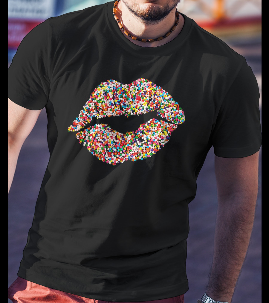 Candy Sprinkles Lipstick Kiss Lips T-Shirt
