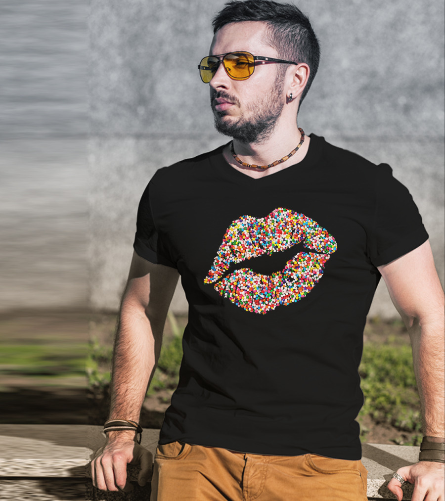 Candy Sprinkles Lipstick Kiss Lips T-Shirt