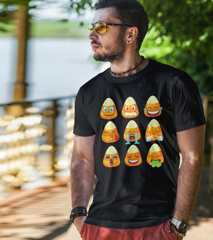 Candy Corn Emoticons Love Faces Expressions T-Shirt