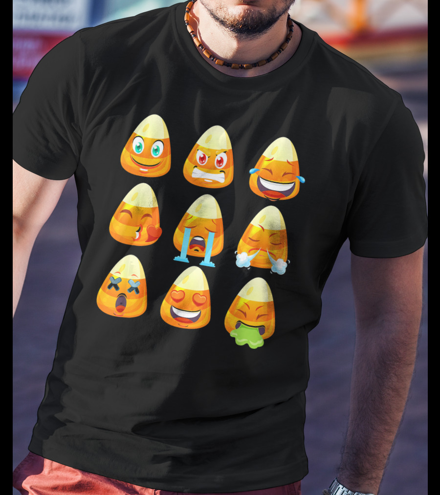 Candy Corn Emoticons Love Faces Expressions T-Shirt