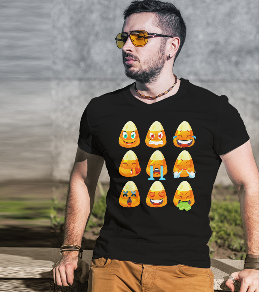 Candy Corn Emoticons Love Faces Expressions T-Shirt
