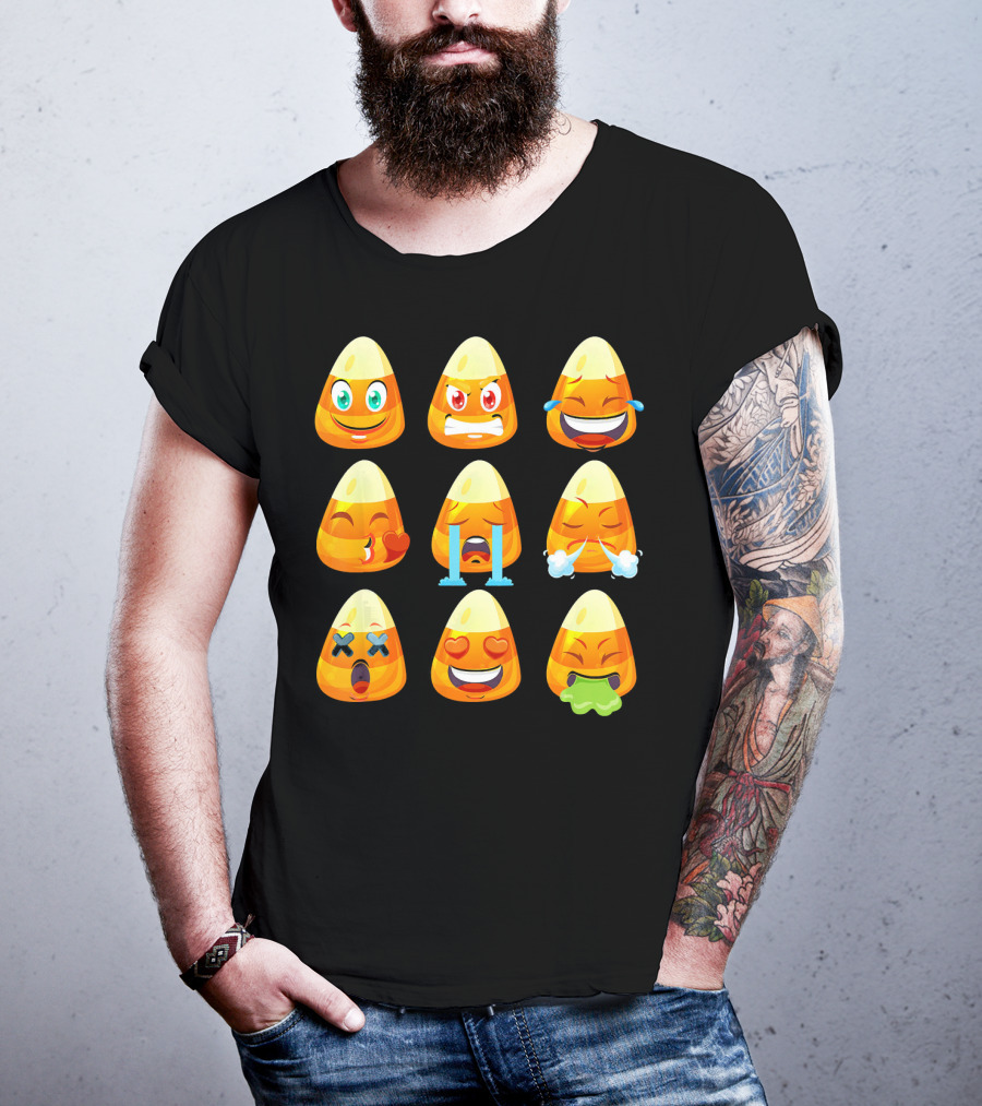 Candy Corn Emoticons Love Faces Expressions T-Shirt
