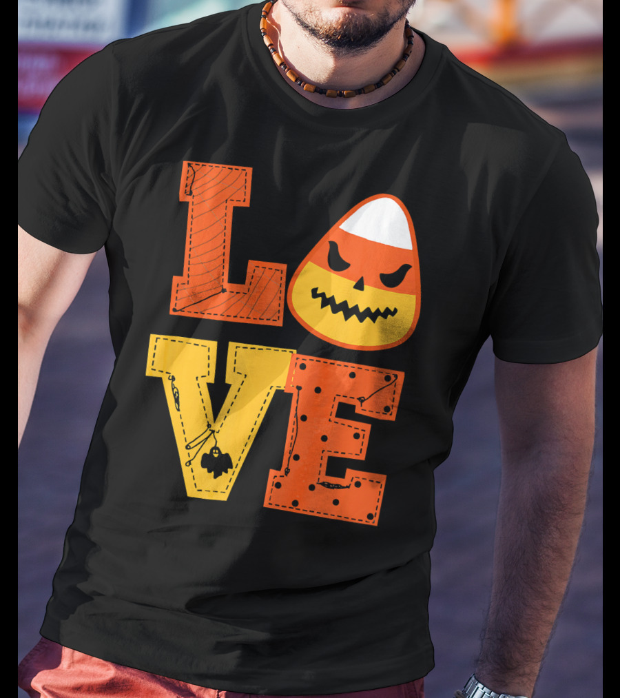 LOVE Candy Corn Halloween Pumpkin T-Shirt