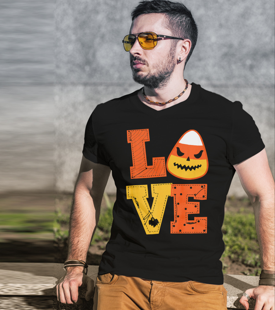 LOVE Candy Corn Halloween Pumpkin T-Shirt