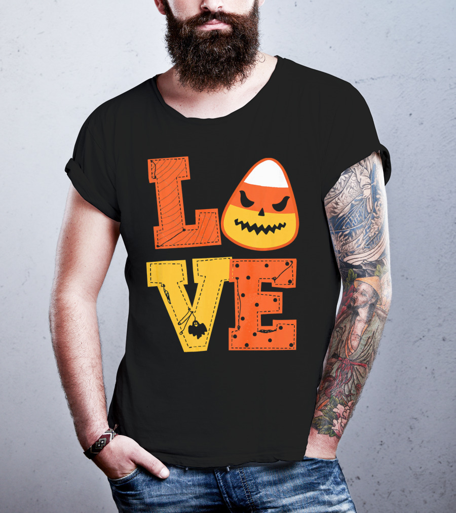 LOVE Candy Corn Halloween Pumpkin T-Shirt