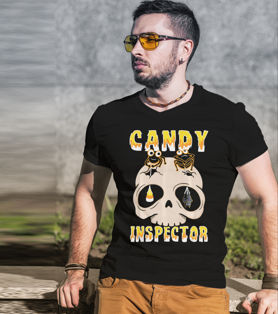 Candy Inspector Funny Skull Halloween Costume T-Shirt
