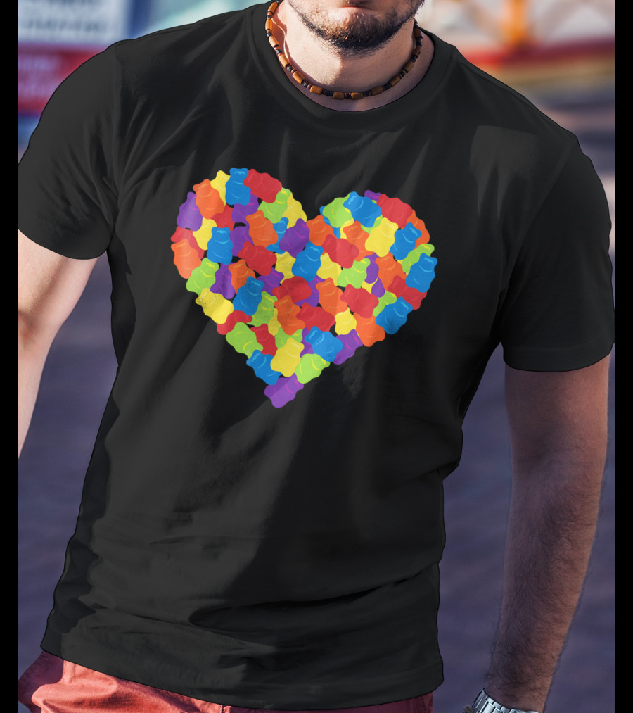 Multicolored Gummy Bears Heart Candy Chewing Bears T-Shirt