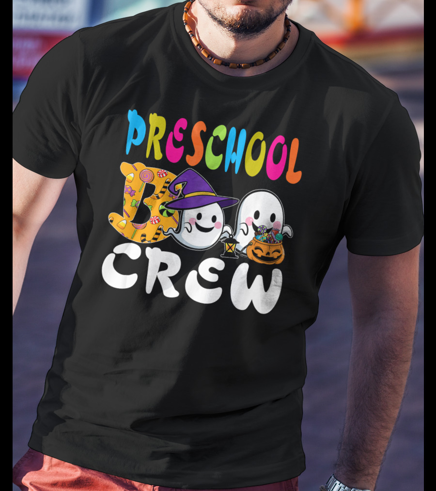 Preschool Boo Crew Halloween Ghosts Candy Wizard Hat T-Shirt