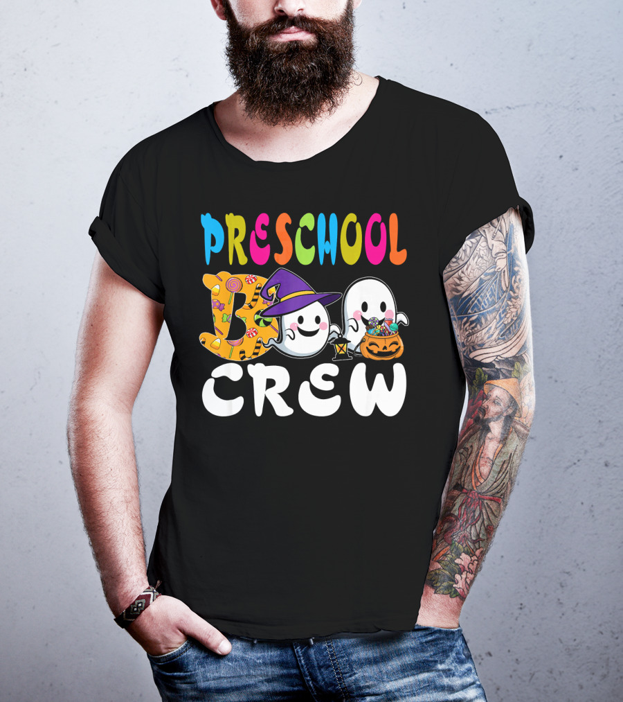 Preschool Boo Crew Halloween Ghosts Candy Wizard Hat T-Shirt