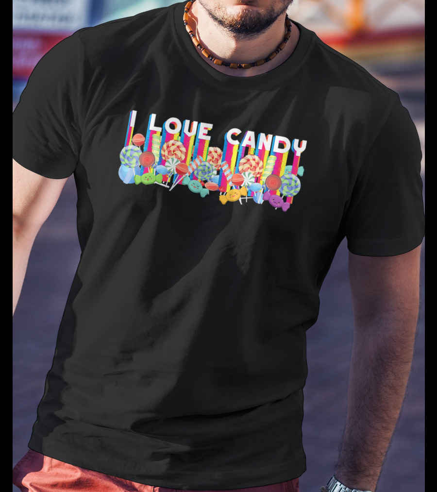 I Love Candy Halloween Rainbow Colors Lollipops And Sweets T-Shirt