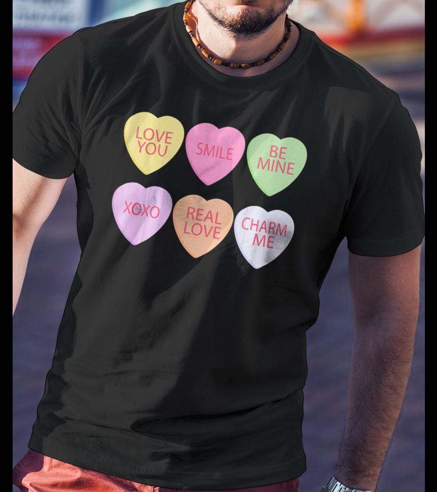 Valentines Sweetheart Cute Heart Love You Smile Be Mine XOXO Real Love Charm Me T-Shirt