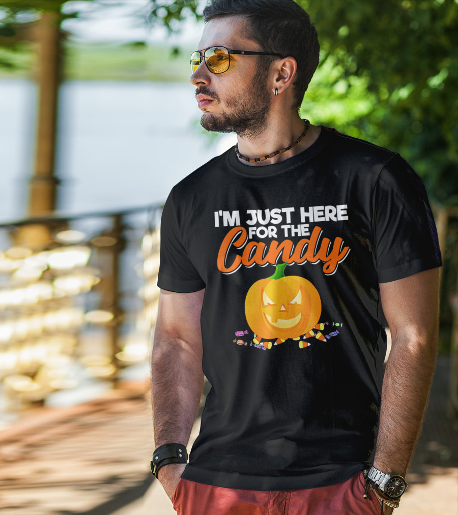 I'm Just Here For The Candy Pumpkin Halloween Candy Corn T-Shirt