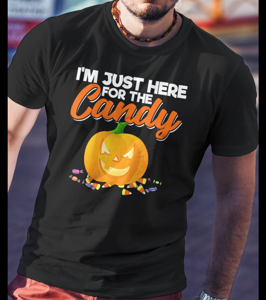 I'm Just Here For The Candy Pumpkin Halloween Candy Corn T-Shirt