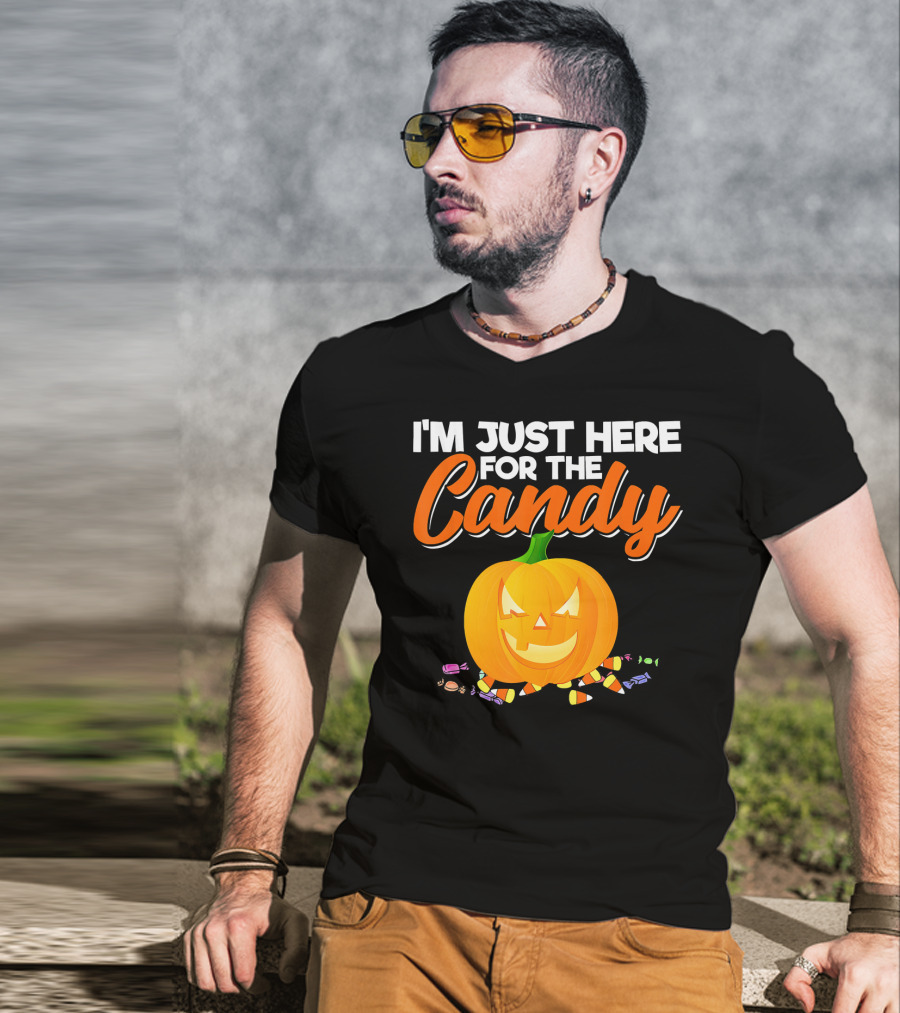 I'm Just Here For The Candy Pumpkin Halloween Candy Corn T-Shirt