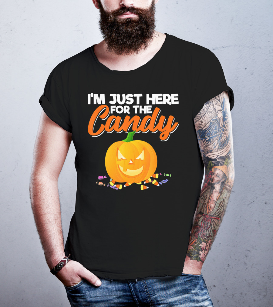 I'm Just Here For The Candy Pumpkin Halloween Candy Corn T-Shirt
