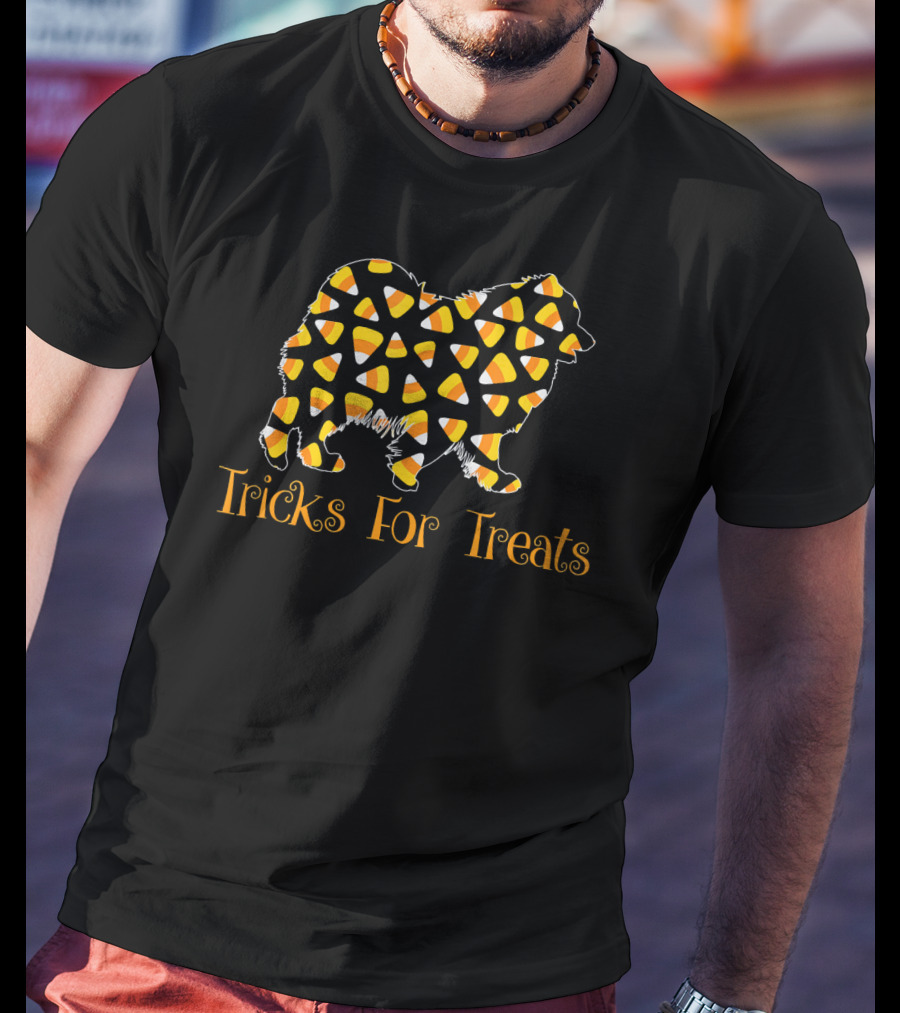 Tricks For Treats Candy Corn Samoyed Halloween T-Shirt