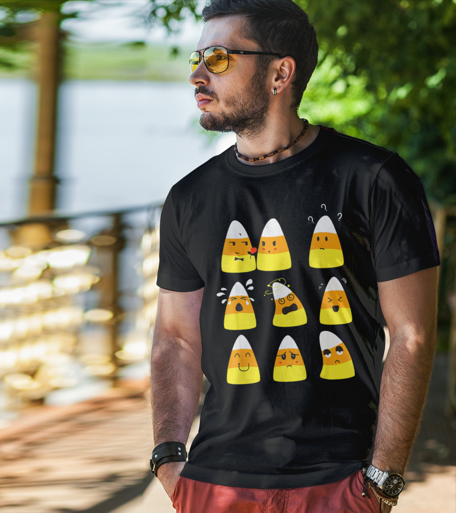 Candy Corn Emoticons Expressive Faces T-Shirt