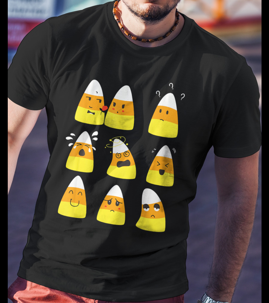 Candy Corn Emoticons Expressive Faces T-Shirt