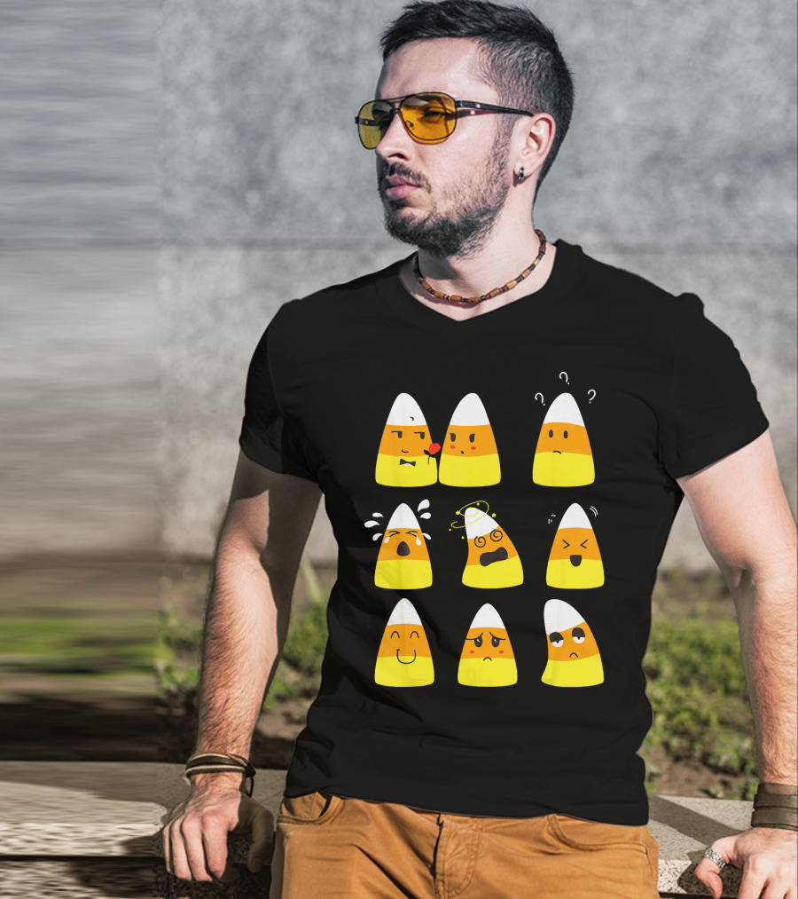 Candy Corn Emoticons Expressive Faces T-Shirt
