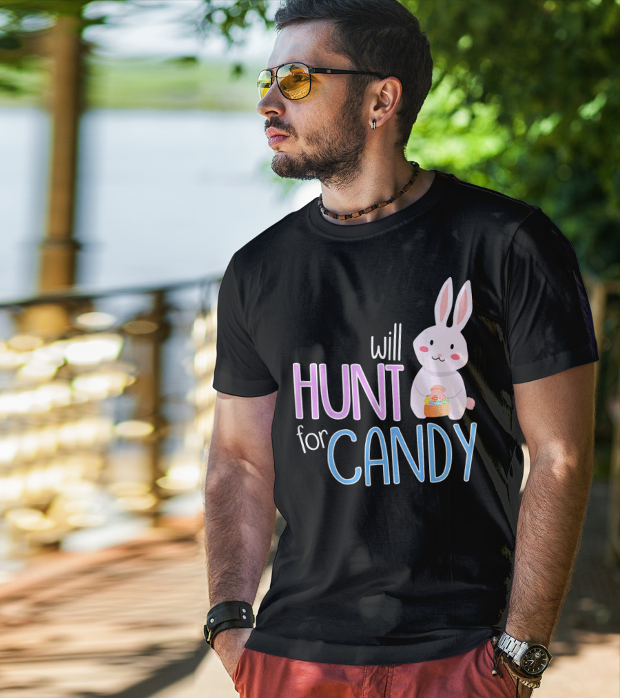 Will Hunt For Candy Bunny Easter Kids Funny Egg T-Shirt