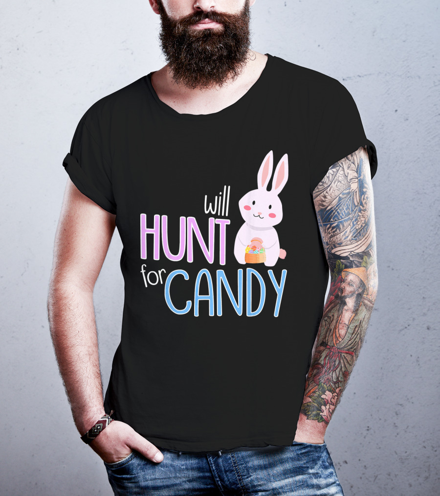 Will Hunt For Candy Bunny Easter Kids Funny Egg T-Shirt
