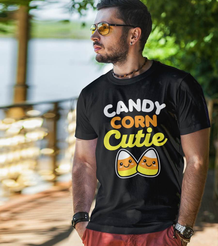 Candy Corn Cutie Halloween Smiling Kawaii Candy Corn Characters T-Shirt