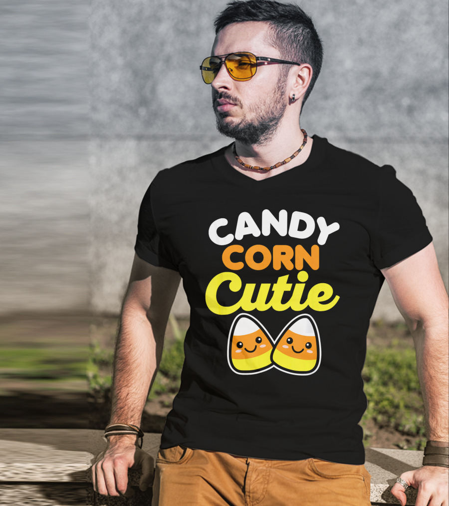 Candy Corn Cutie Halloween Smiling Kawaii Candy Corn Characters T-Shirt