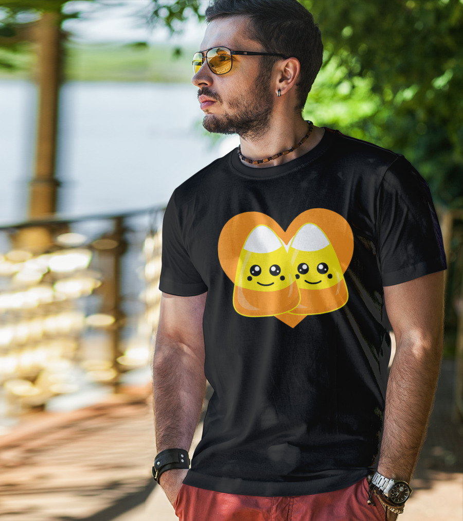 Love Candy Corn Cute Heart Kawaii Candy Corn Duo T-Shirt
