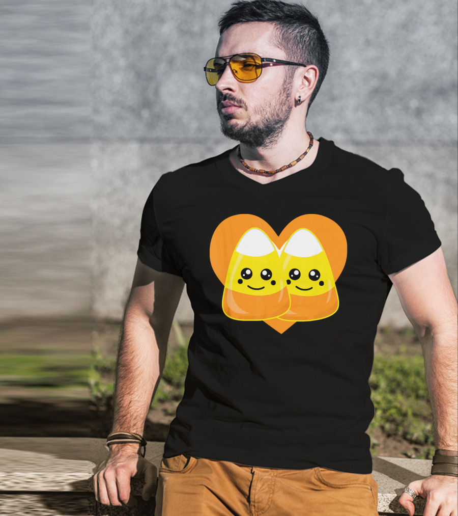 Love Candy Corn Cute Heart Kawaii Candy Corn Duo T-Shirt