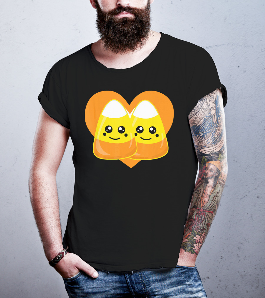 Love Candy Corn Cute Heart Kawaii Candy Corn Duo T-Shirt