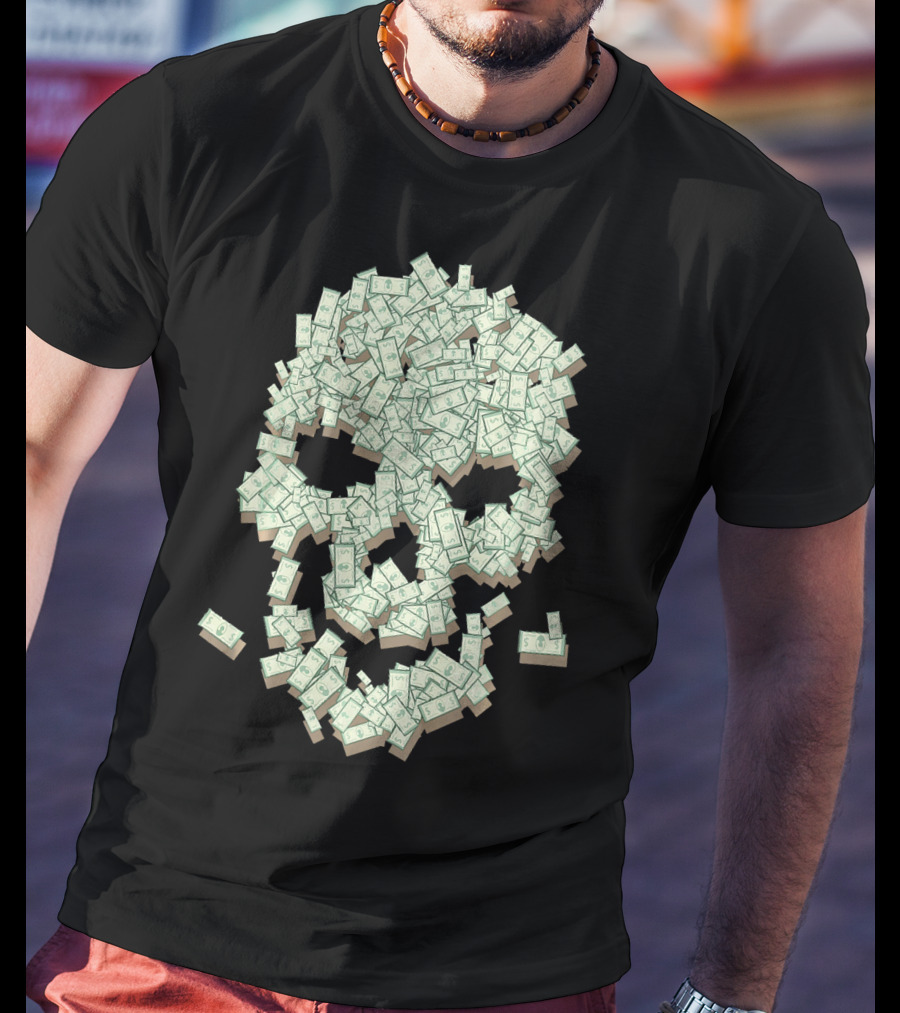 Dollar Skull Skeleton Money Stack T-Shirt