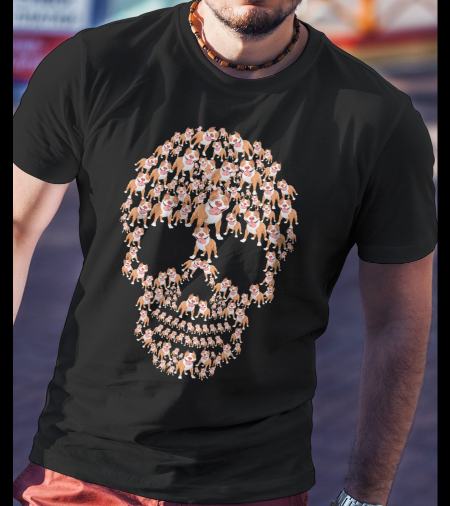 Pit Bull Skull Made Of Smiling Pit Bulls T-Shirt