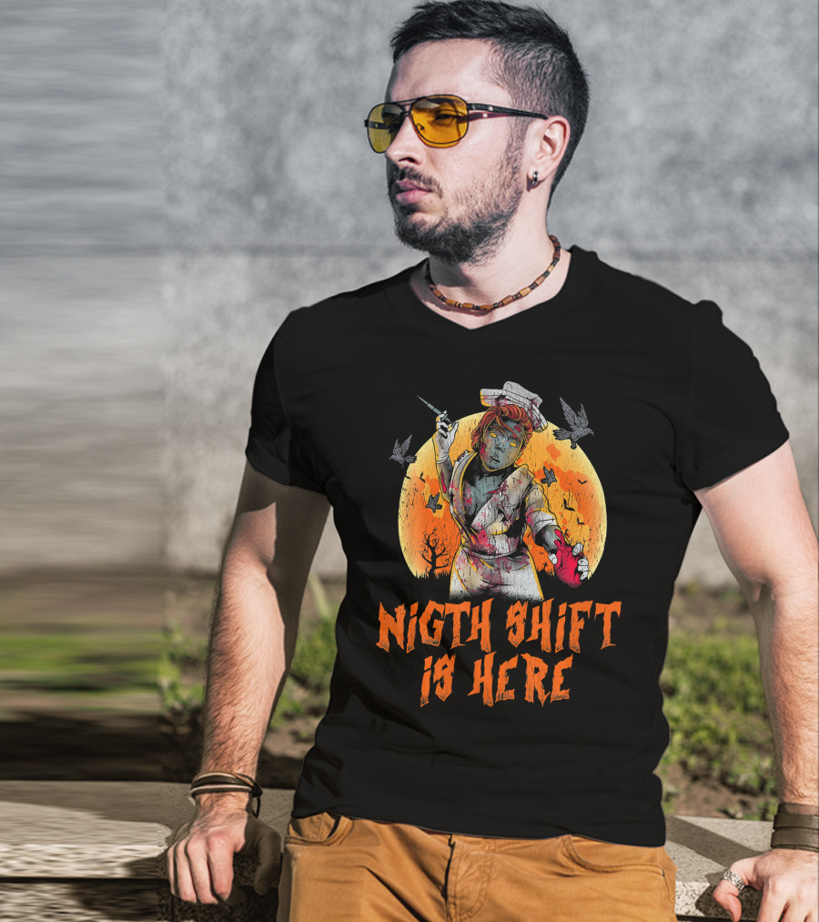 Night Shift Is Here Nurse Zombie Horror T-Shirt