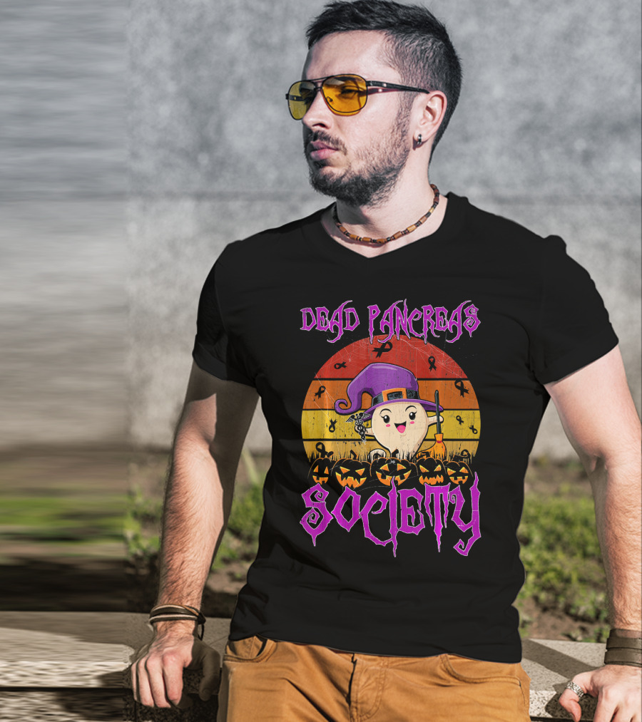 Dead Pancreas Society Halloween Pumpkin Witch Hat T-Shirt