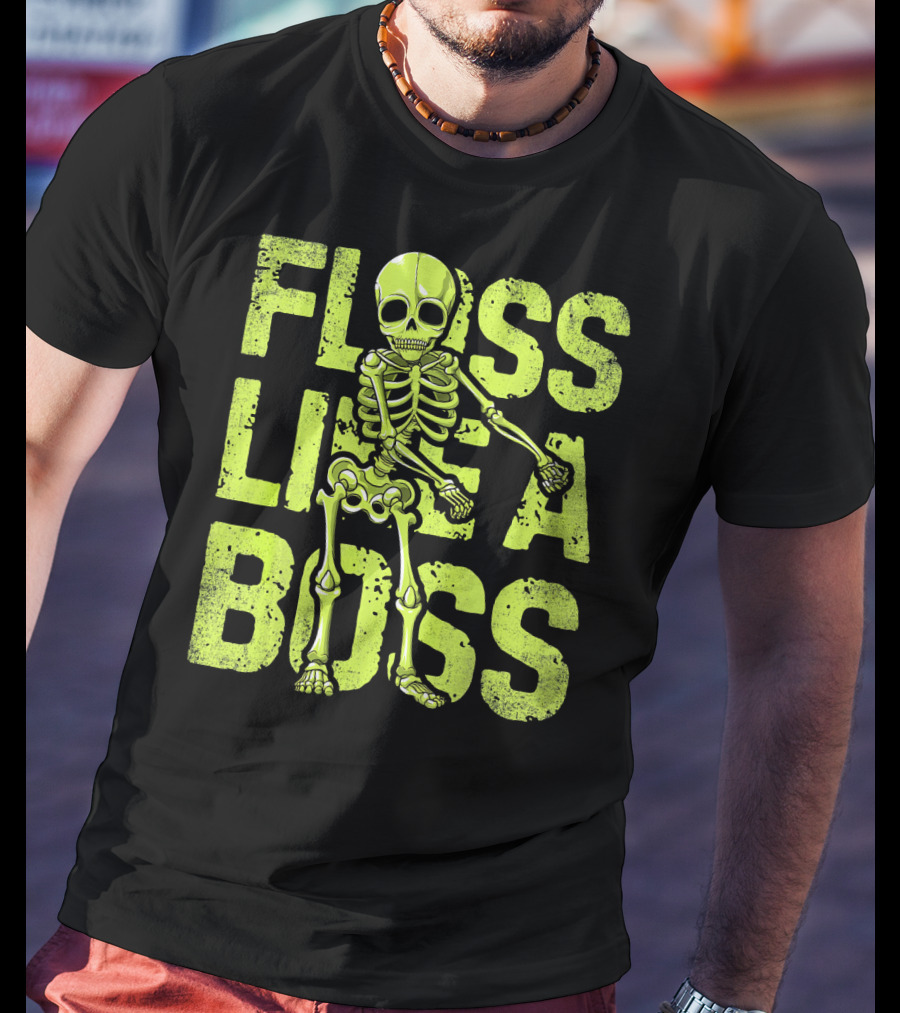Floss Like A Boss Neon Skeleton Dance T-Shirt