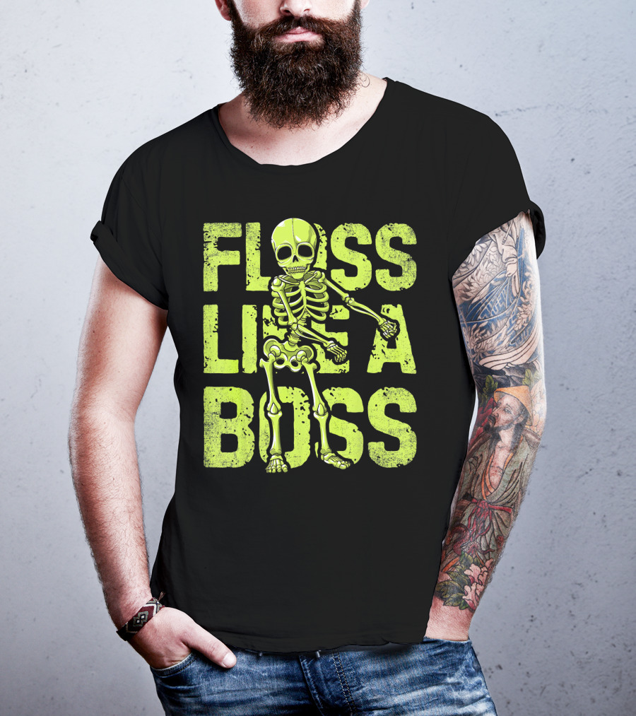 Floss Like A Boss Neon Skeleton Dance T-Shirt