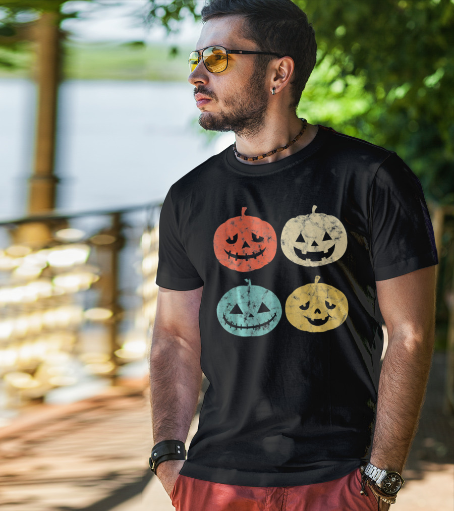 Vintage Pumpkin Funny Halloween Jack-O'-Lanterns T-Shirt
