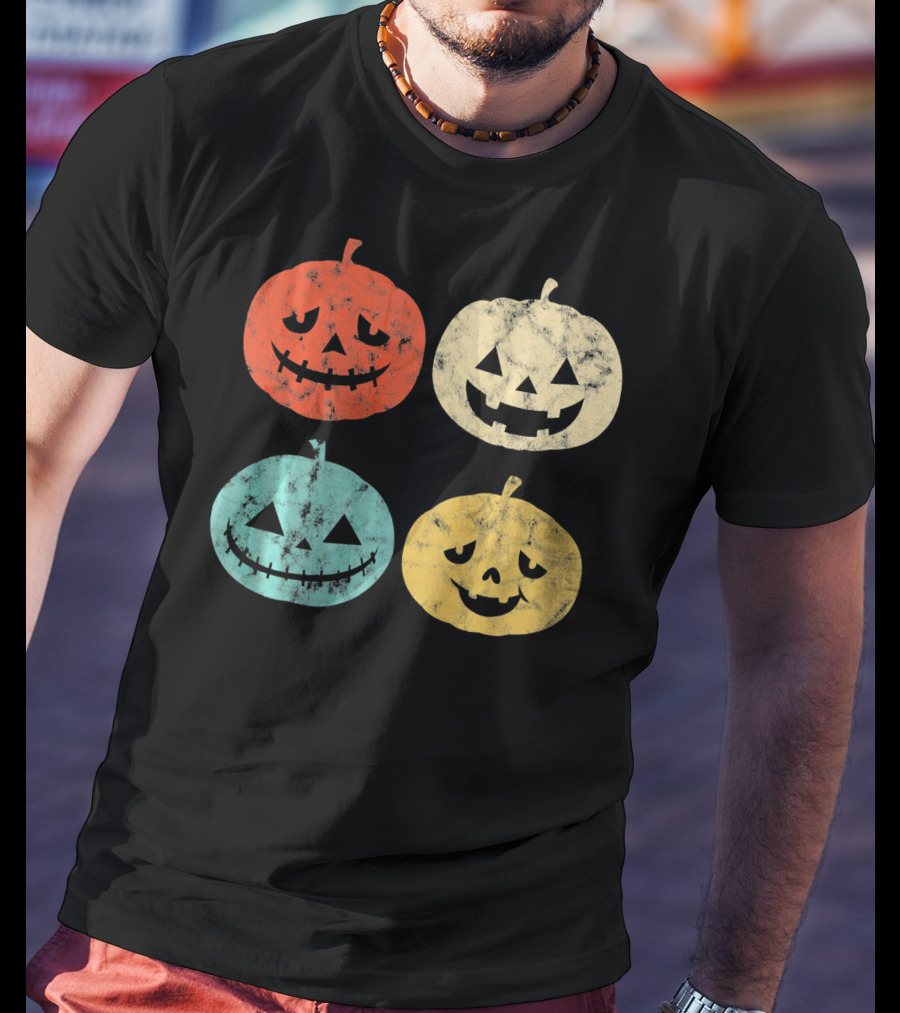 Vintage Pumpkin Funny Halloween Jack-O'-Lanterns T-Shirt