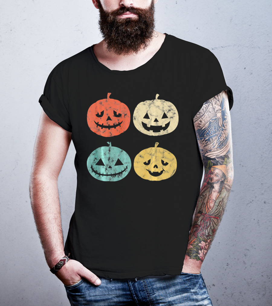 Vintage Pumpkin Funny Halloween Jack-O'-Lanterns T-Shirt