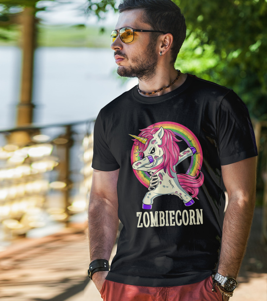Zombiecorn Dab Dance Unicorn With Rainbow T-Shirt