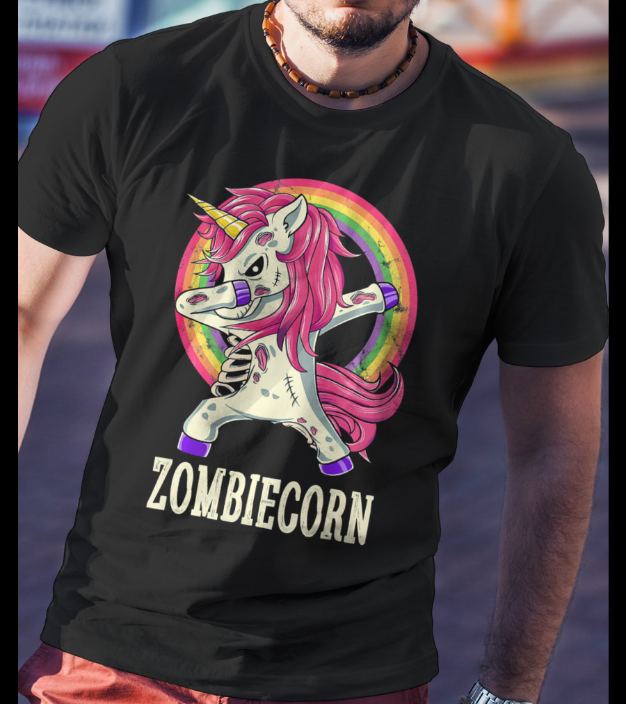 Zombiecorn Dab Dance Unicorn With Rainbow T-Shirt