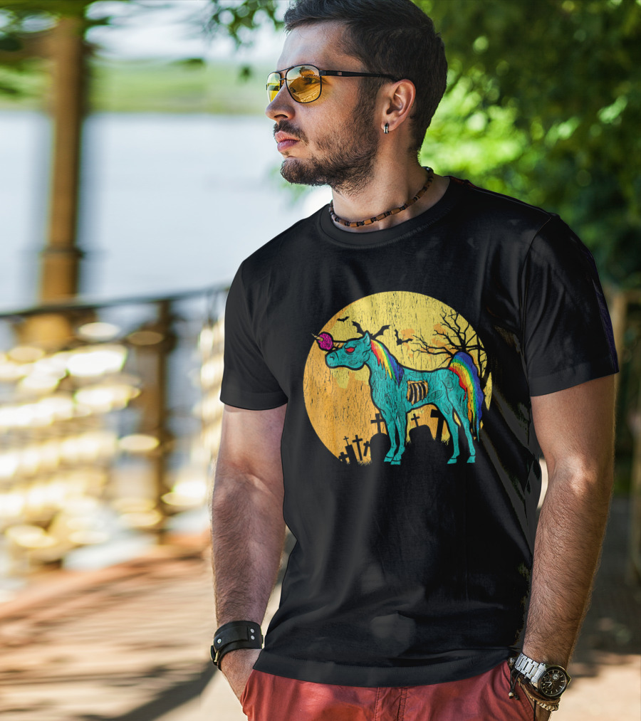 Zombie Unicorn Zombicorn Graveyard Night T-Shirt