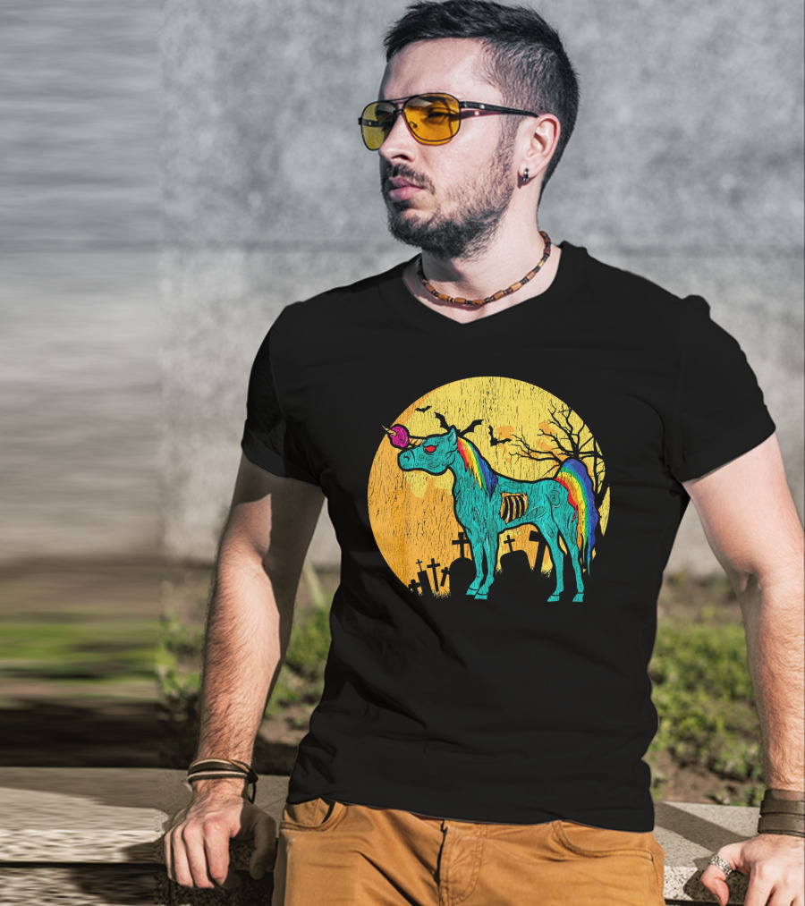 Zombie Unicorn Zombicorn Graveyard Night T-Shirt