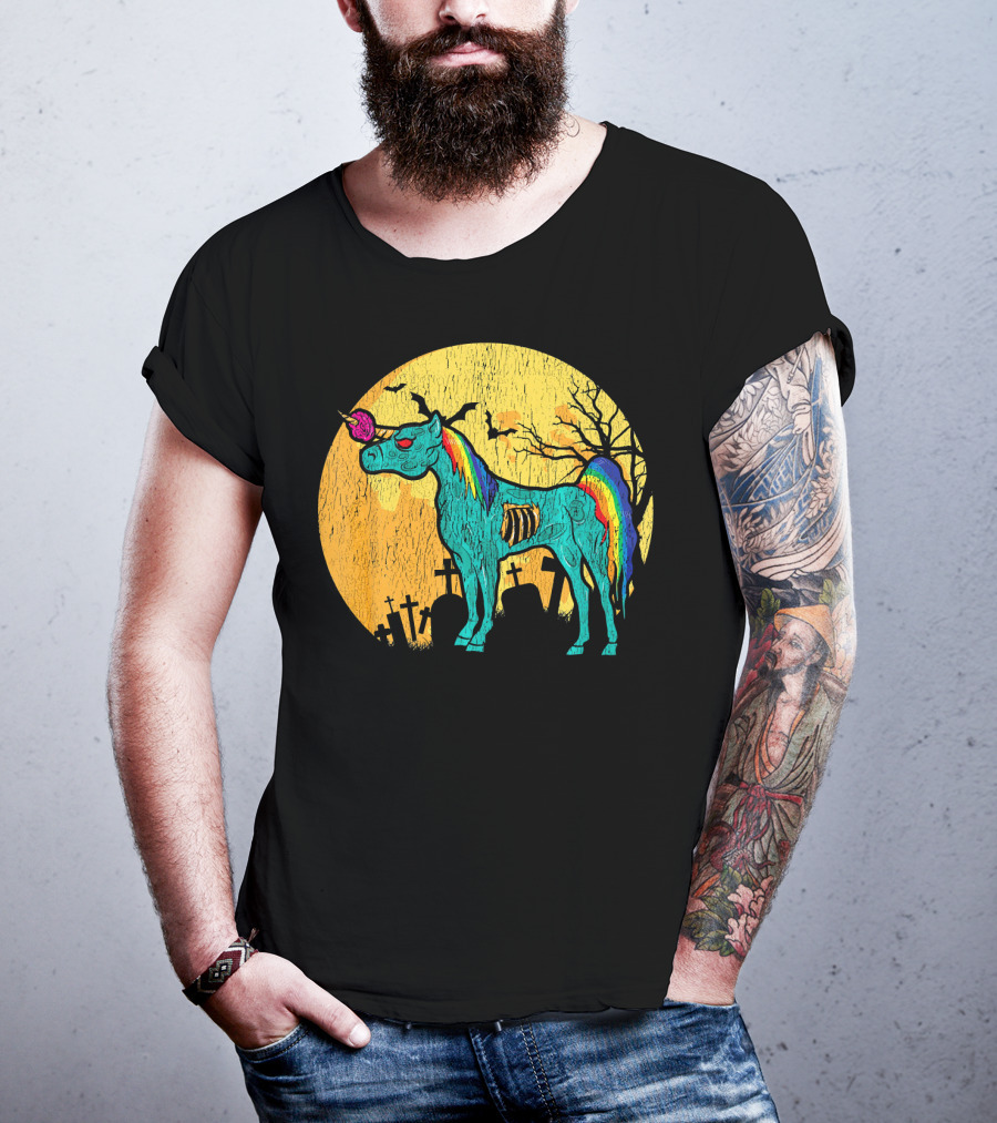 Zombie Unicorn Zombicorn Graveyard Night T-Shirt