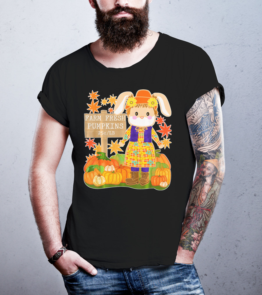 Farm Fresh Pumpkins 25c LB Cute Bunny Pumpkin Patch Farm Clothing T-Shirt
