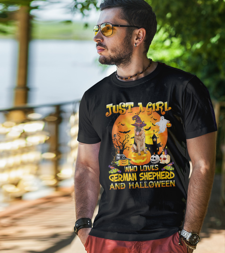 Just A Girl Who Loves German Shepherd And Halloween T-Shirt