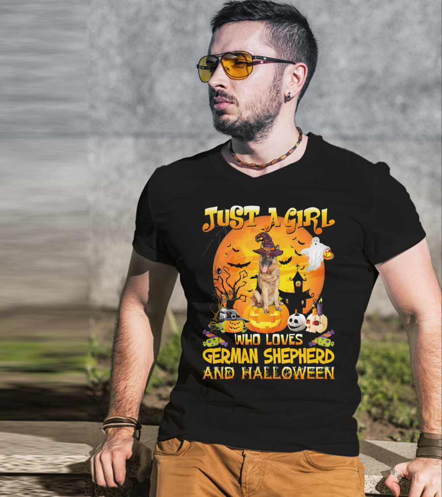 Just A Girl Who Loves German Shepherd And Halloween T-Shirt